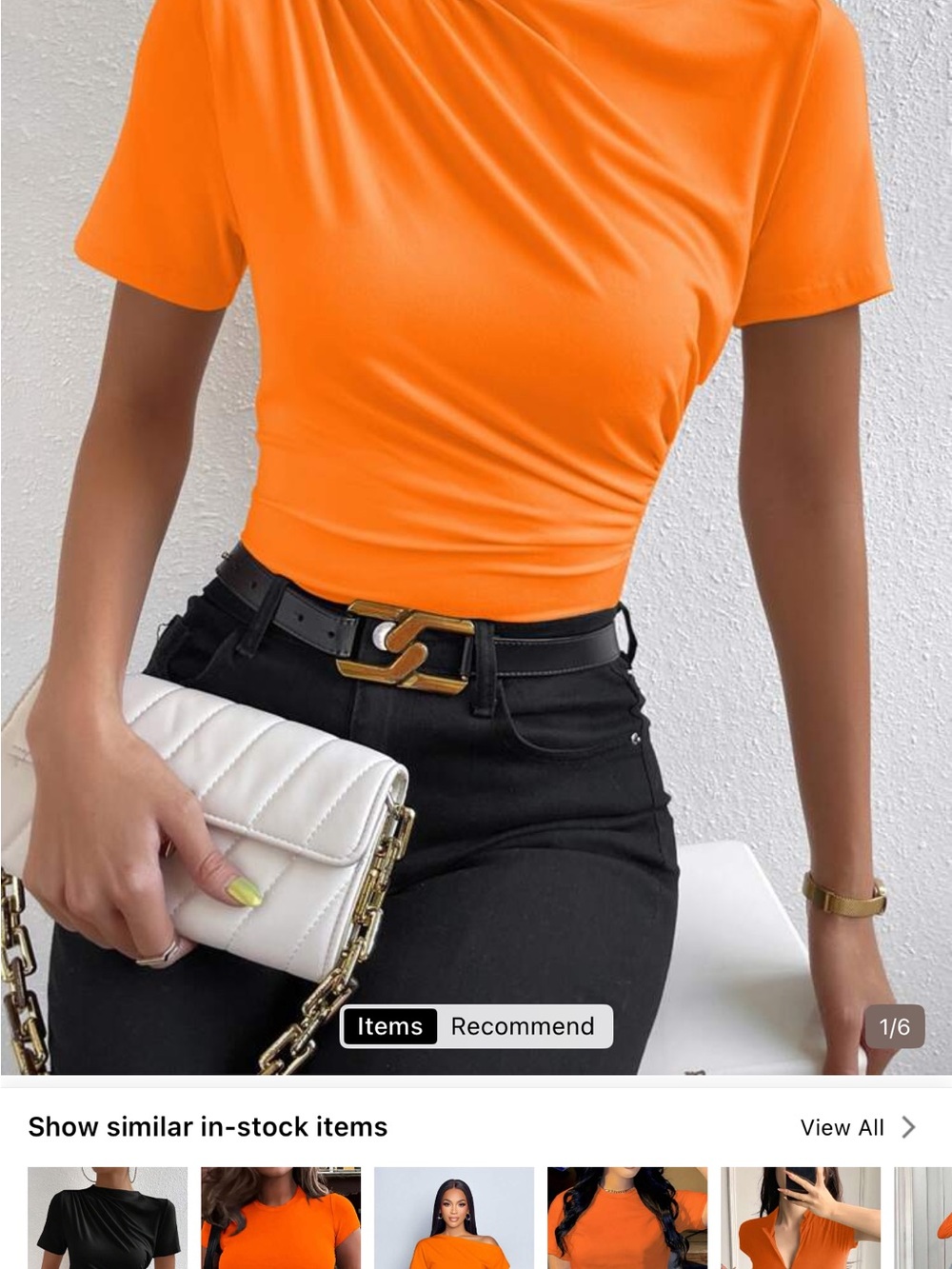 SHEIN Bright Orange Short Sleeve Slim Top